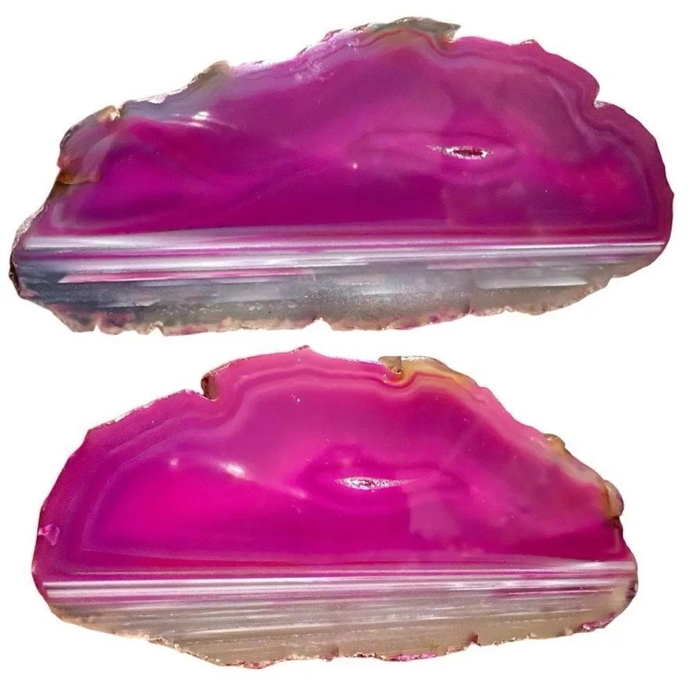 Pink Banded Agate Slice – Polished Crystal Display Stone 5.5” Vibrant Color